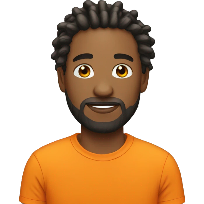 man with dreads and beard with orange tshirt emoji