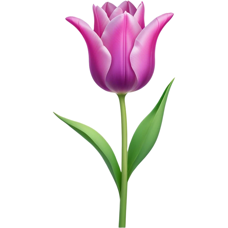 Cinematic Realistic Tulip Emoji, Elegant and simple, with soft, smooth petals in shades of pink and purple, gently curved and reaching upward. The slender green stem contrasts against the delicate bloom, while surrounding greenery adds a peaceful touch. Soft glowing outline, capturing the essence of springtime beauty and grace in a delicate tulip. emoji