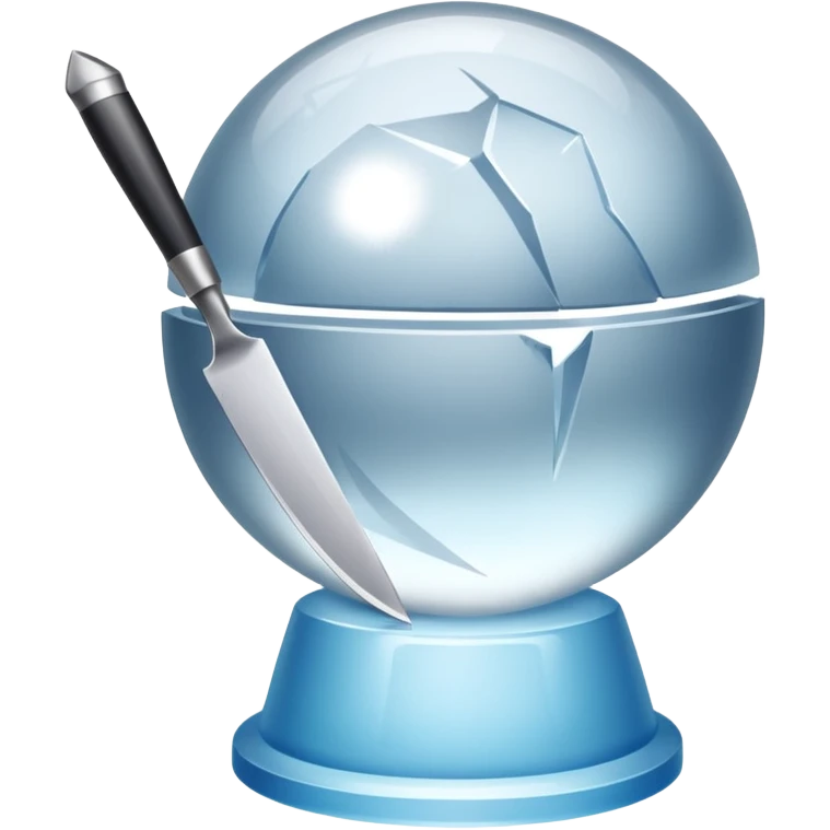 The knife is only visible from above, its tip showing from behind the ice ball. emoji