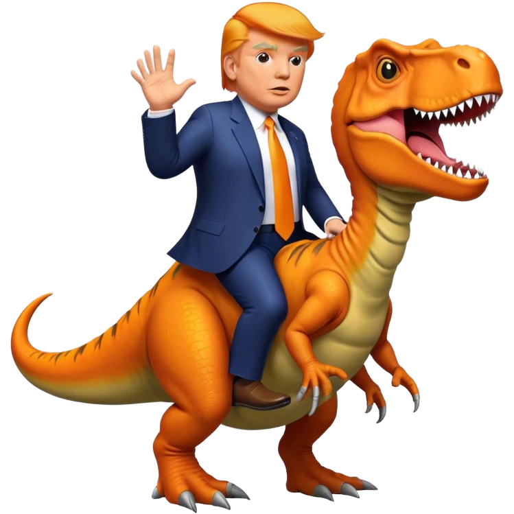 Donald Trump riding t-rex emoji
