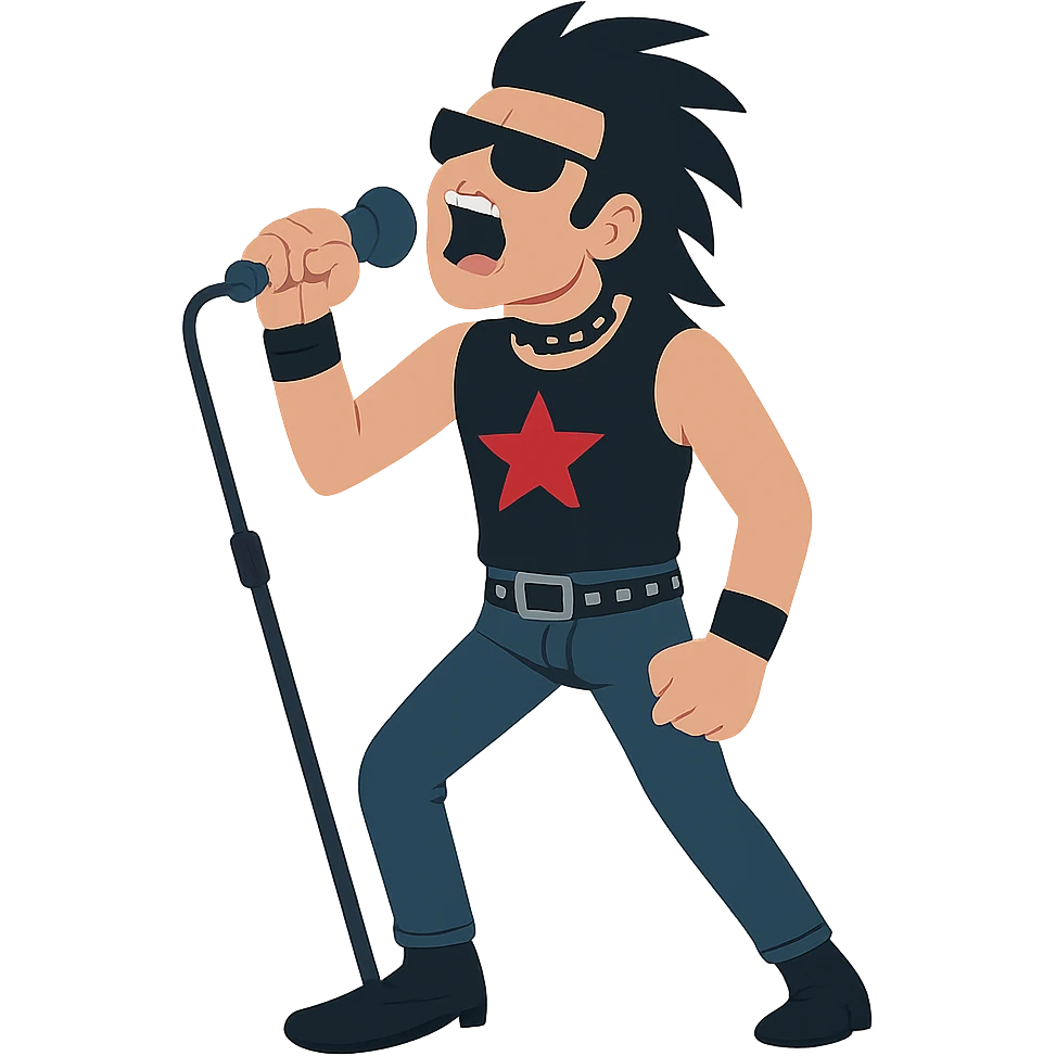 flat toon style rock star singing into microphone emoji