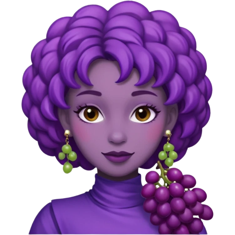 purple woman dressed like a grape emoji