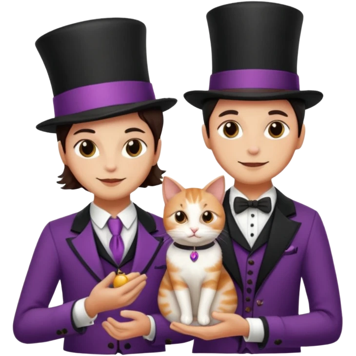 magician couple and their pet cat emoji