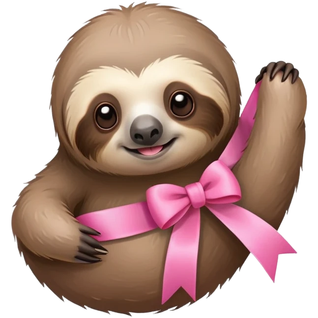 sloth with pink ribbon emoji