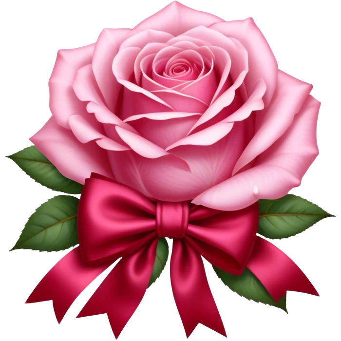 "Delicate Fairy Tale Pink roses rest beside a luxurious Ruby Red silk bow. The soft petals and rich fabric create a dreamy, romantic atmosphere." emoji