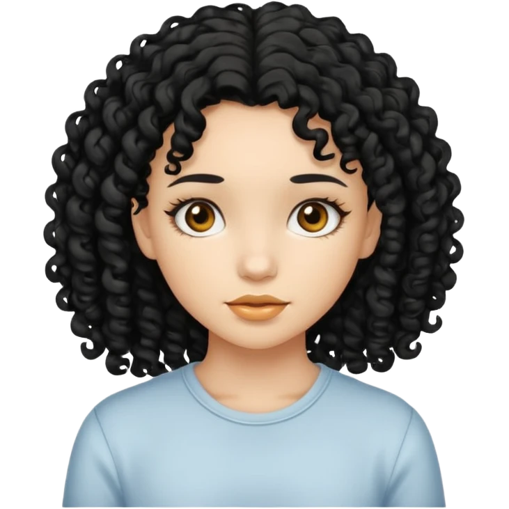 Faça uma garota zombeteiro de cabelo cacheado preto e uma mecha descolorido do lado esquerdo emoji