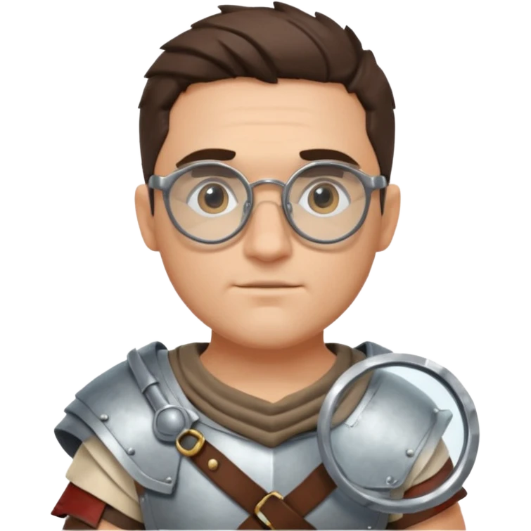 scientist, wearing gladiator cloth, big round glassed emoji
