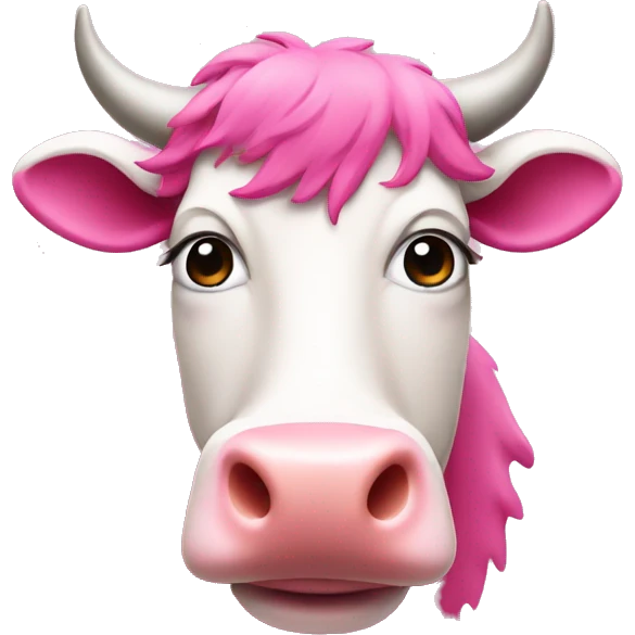 a pink cow with a wig emoji