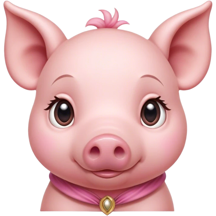 Cinematic Noble Piglet Portrait Emoji, Poised and regal, with a tiny, delicate build and a soft, smooth rosy-pink hide, deep-set soulful beady eyes, Simplified yet sharp and sophisticated features, highly detailed, glowing with a gentle, dignified glow, high shine, intelligent and endearing, stylized with an air of miniature nobility, focused and attentive, soft glowing outline, capturing the essence of a watchful and confident little piglet, so majestic it feels as though it could scamper out of the screen with effortless authority! emoji