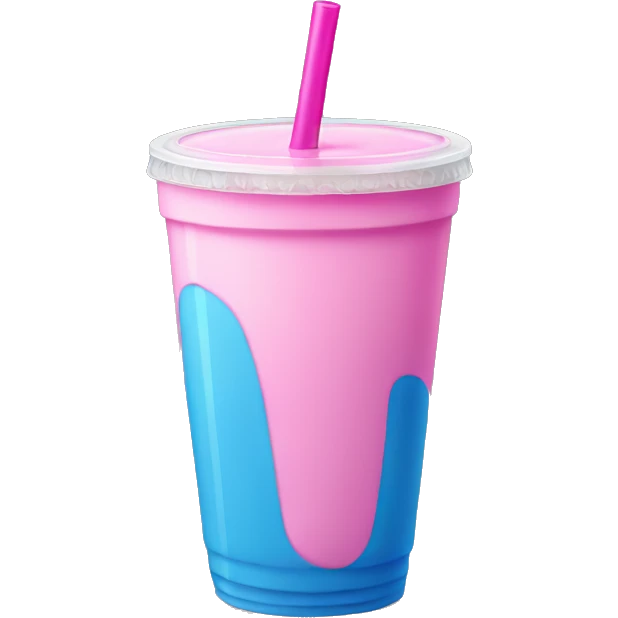 A blue shake with pink straw  emoji