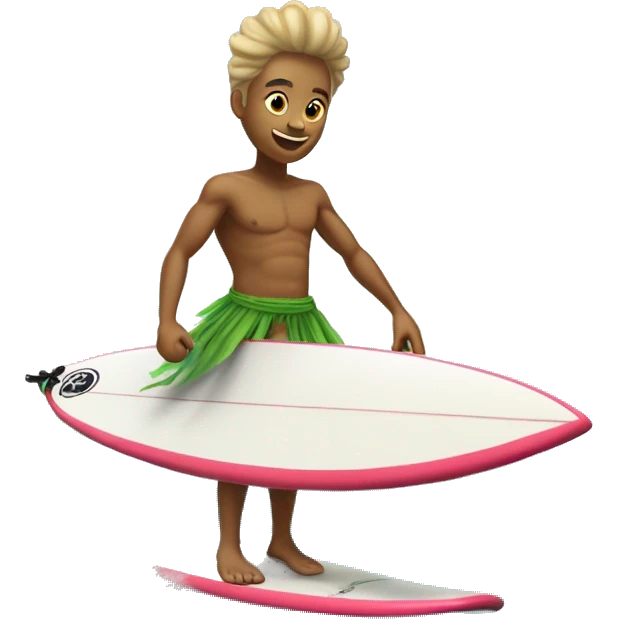 Un dînosaure sur une planche de surf avec un tutu emoji