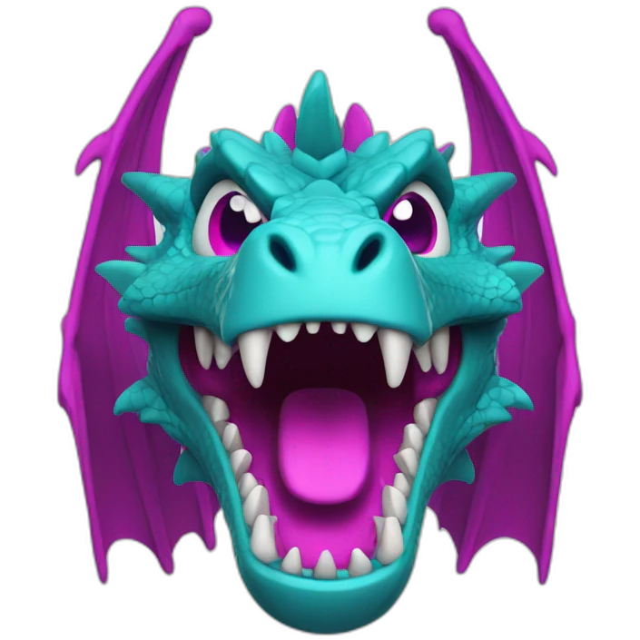 cyan and magenta angry dragon emoji