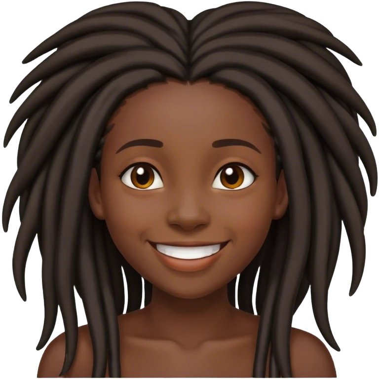 smiling dark skin black girl with long dreadlocks  emoji