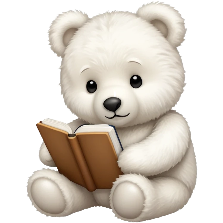 White teddy bear studying  emoji