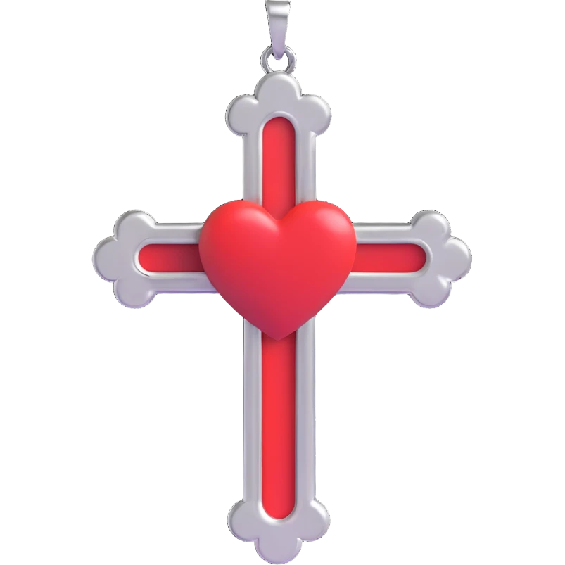 Light pink Chrome heart cross  emoji