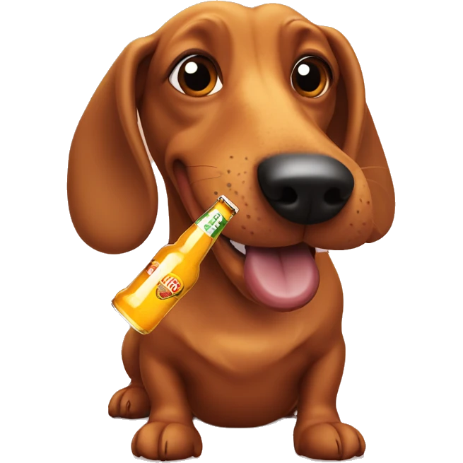 Weiner dog drinking a beer emoji