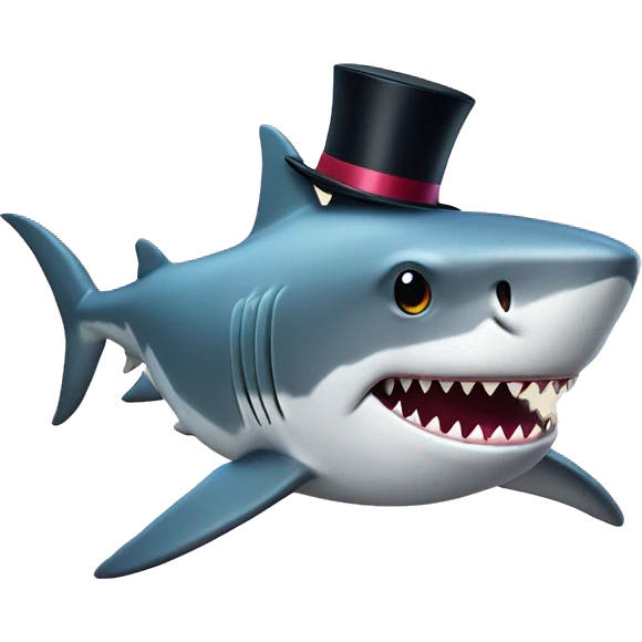 Shark with a top hat emoji