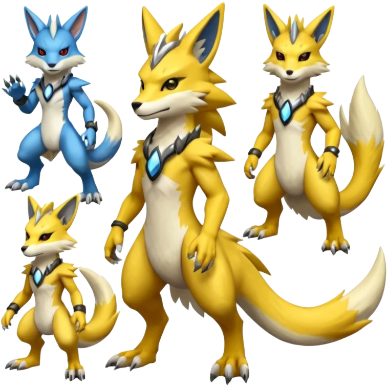 Ratchet-Lombax-Vernid-Zeraora-Renamon-Sergal-fusion, full body  emoji