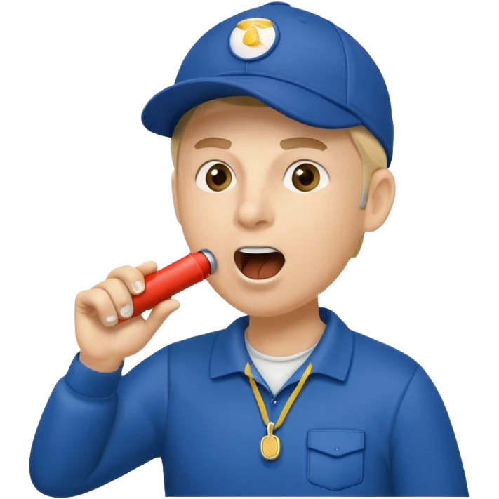 A coach with a cap and whistle, shouting instructions energetically. emoji