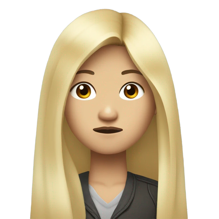 asian blonde long hair,grand theft auto lookin sad emoji