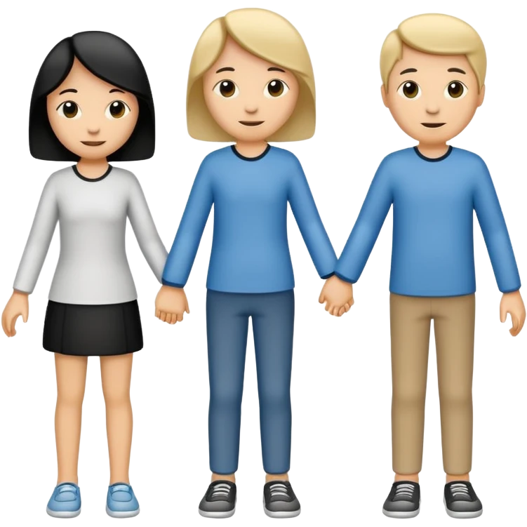 three stick figures holding hands, simple emoji
