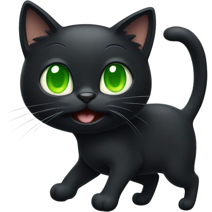 Black cat green eyes dancing emoji
