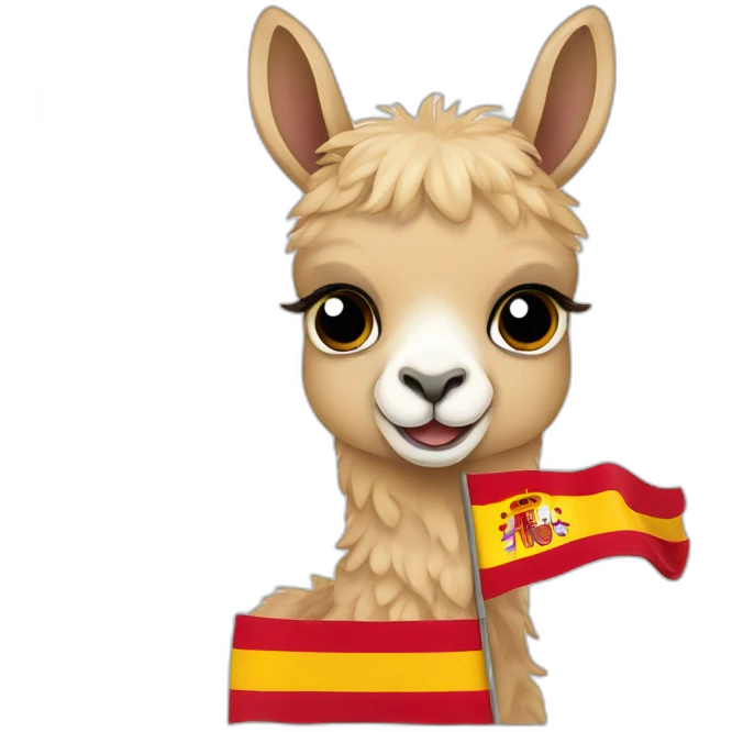 Baby llama with Spain flag in the background emoji