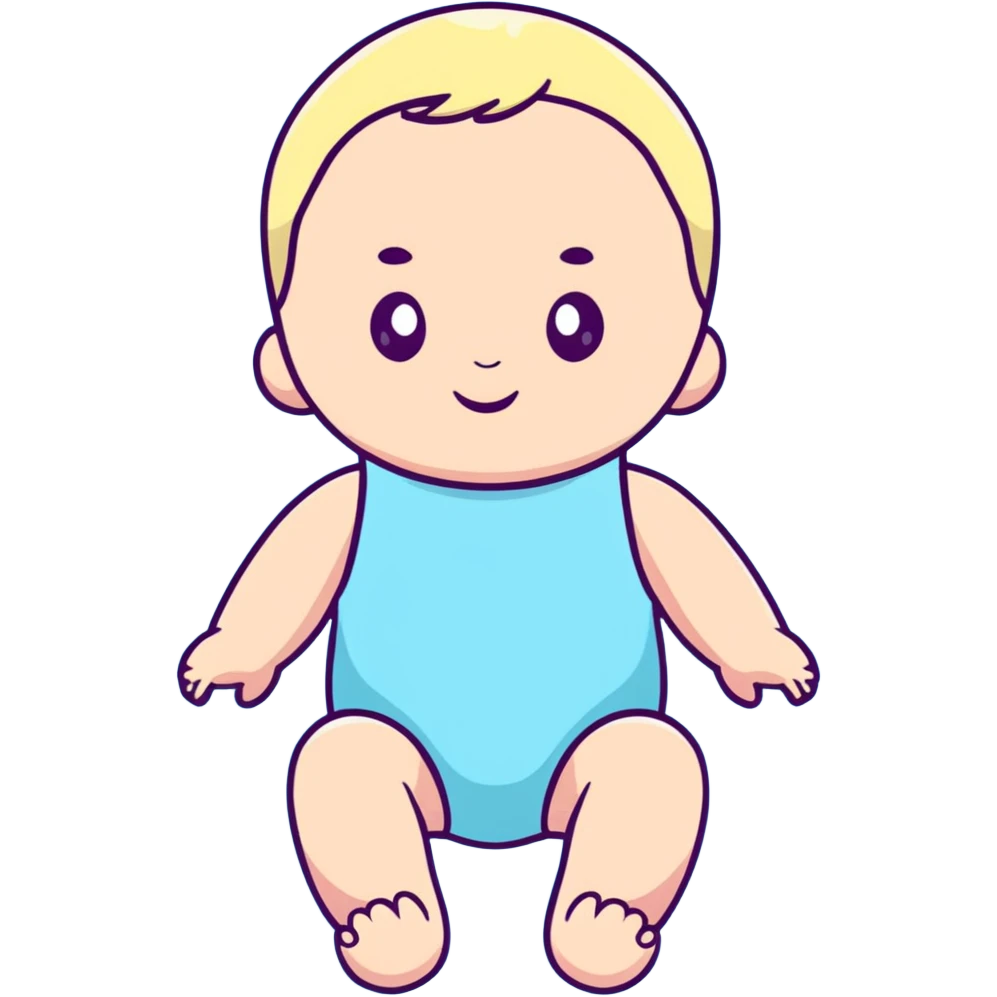 Pastel blue baby doll toy emoji