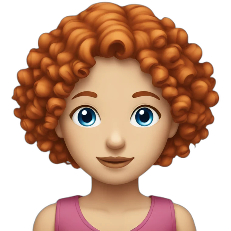 Red curly hair girl with blue eyes emoji