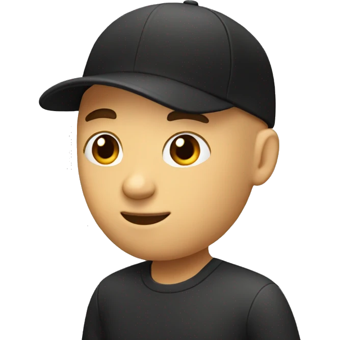 baldman with a black cap raising hand emoji