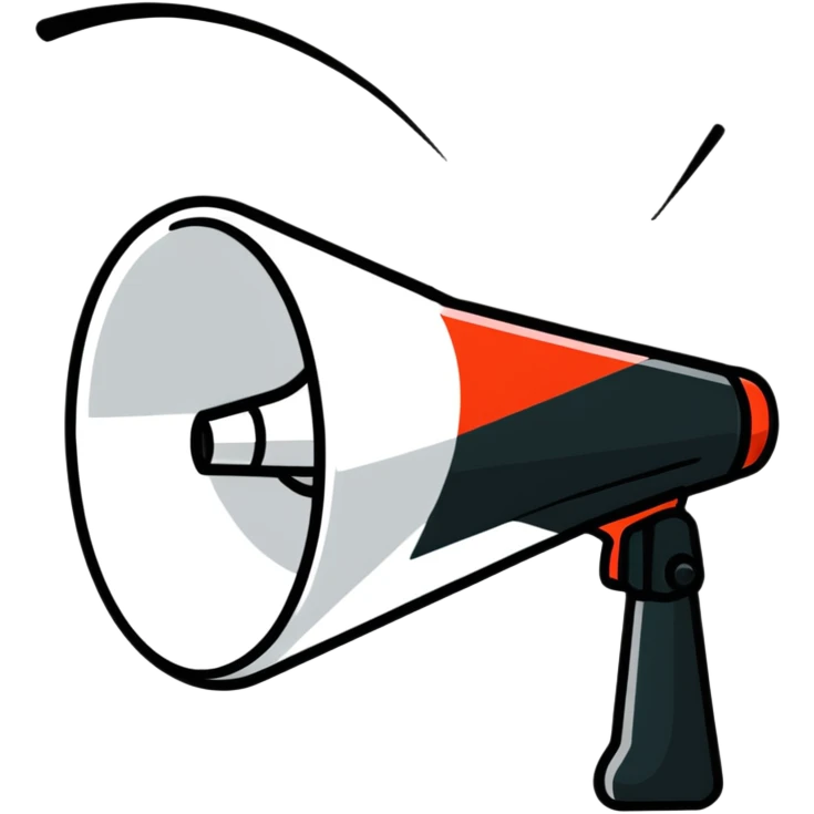 cartoon megaphone emitting sound emoji