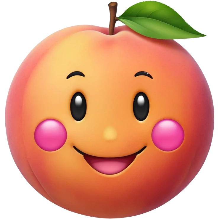 cute round peach with a smiley face emoji