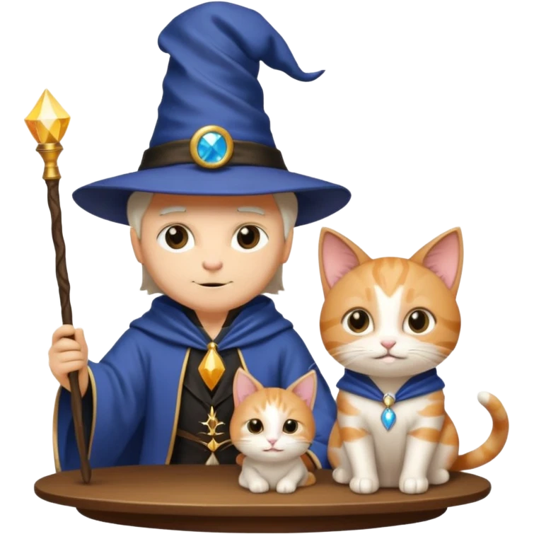magician couple and their pet cat emoji