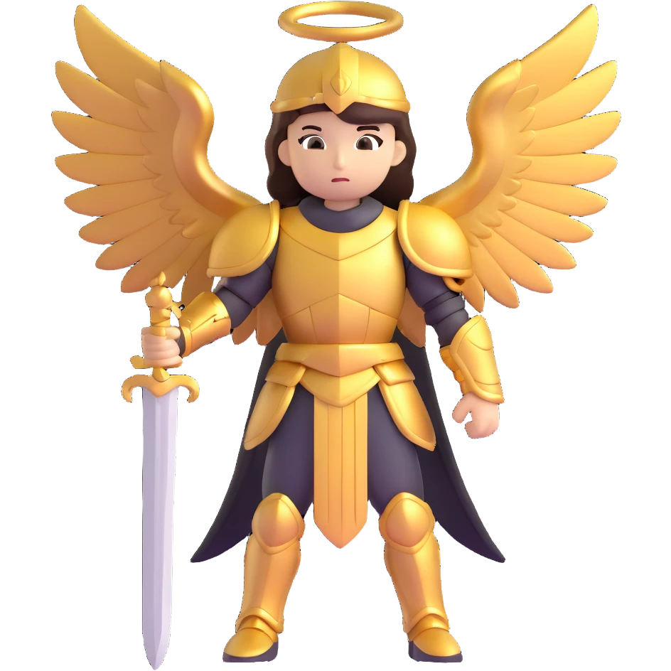 warrior angel with sword and golden armor emoji
