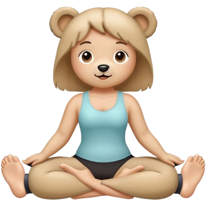 cute bear and beige pack for pilates girl emoji