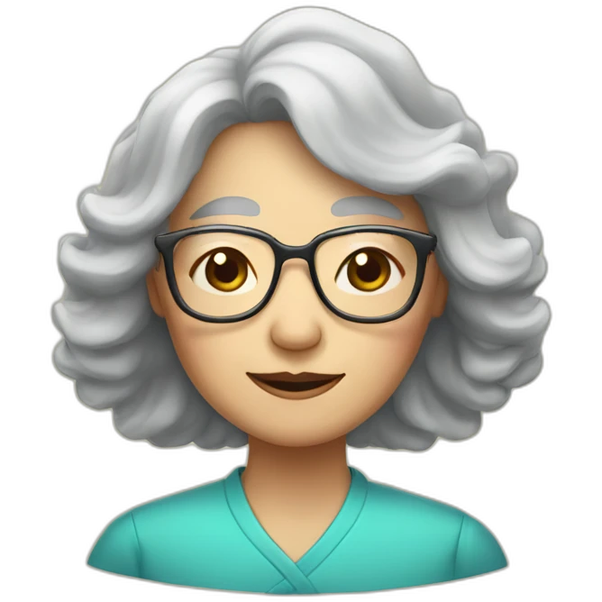 Chinese senior lady has long wavy hair wear glasses show appreciation sighs emoji
