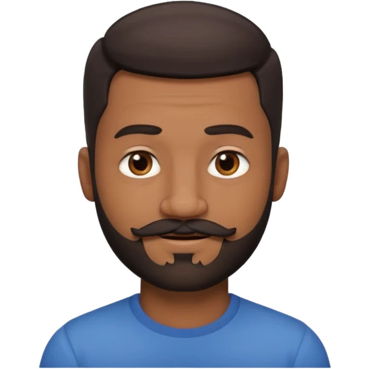 man with an oval face, medium-dark skin tone, short dark hair with a fade cut, dark brown eyes, medium straight nose, full lips, full beard and mustache, winking, small earring in left ear emoji
