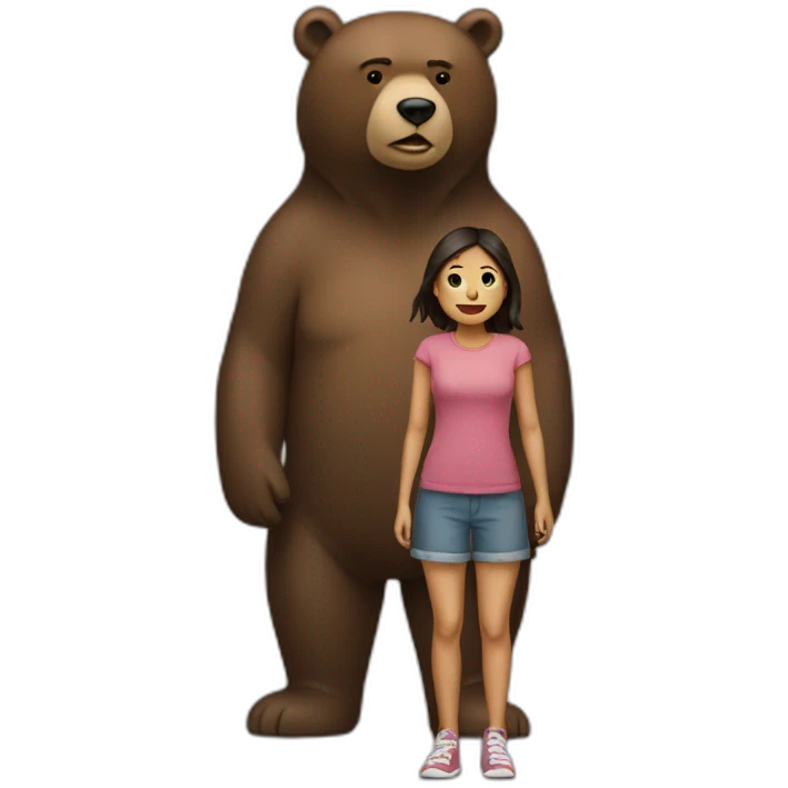 girl standing up to big bear emoji