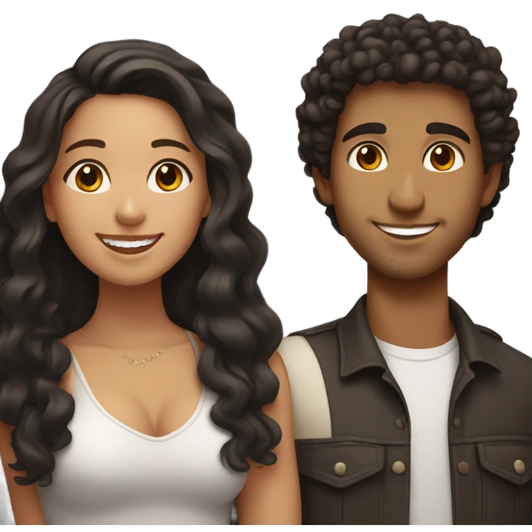 girl with dark brown hair latina dating her latino curly haired boy emoji