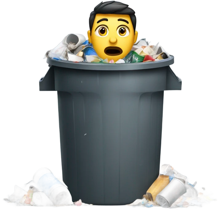 A man who was thrown into a rubbish bin emoji