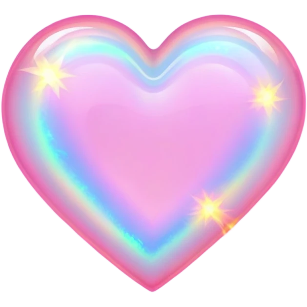 Pink heart cut opal with holographic fire effect and glowing flashes of color emoji