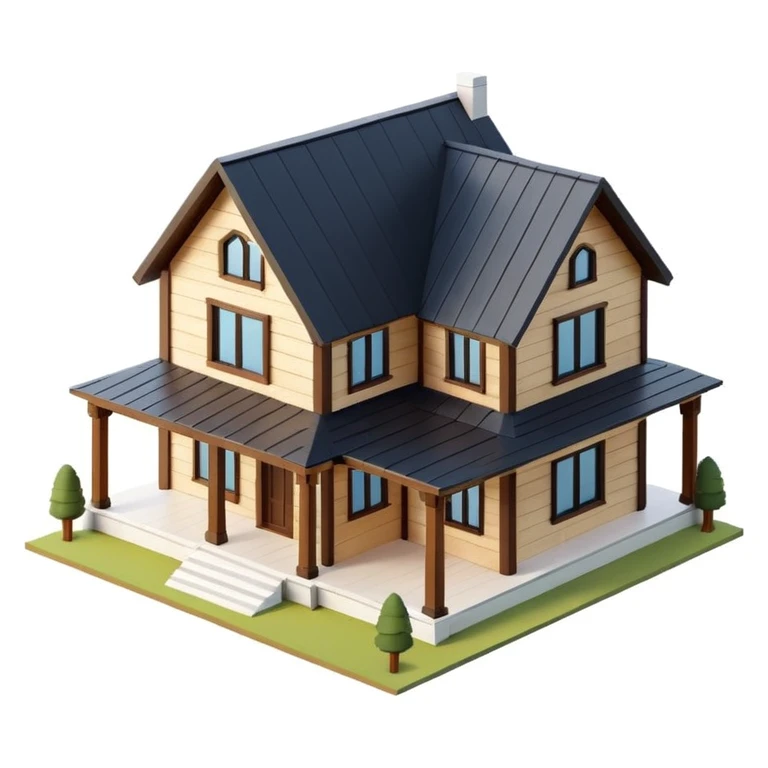 modern farmhouse 3d isometric emoji