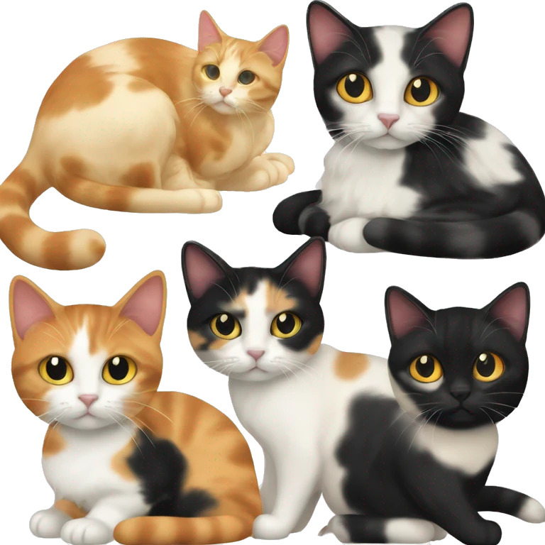 calico cream cat with mostly black calico cat with orange calico cat mixed emoji