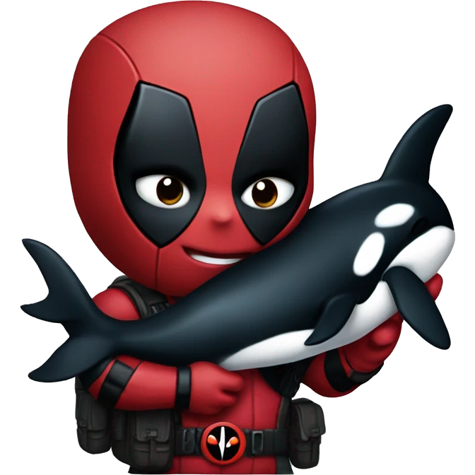 Deadpool holding an orca emoji