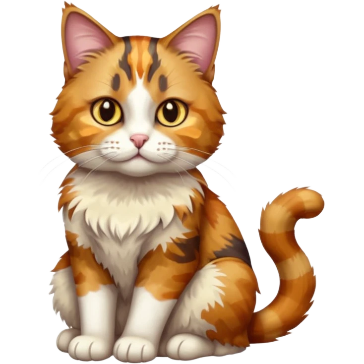 full body colourful light patched calico tabby cat with hazel eyes emoji