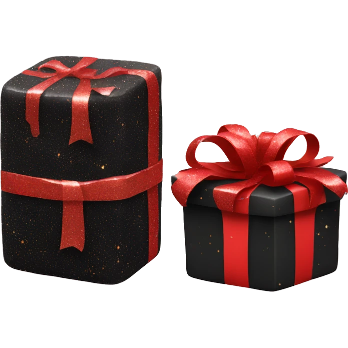 black and red presents with glitter emoji