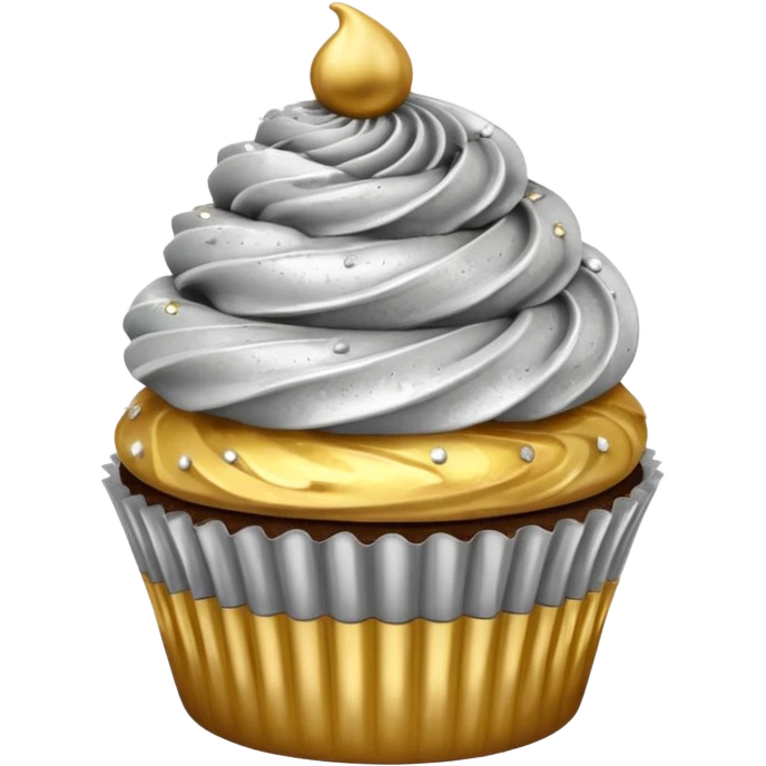 Cupcake with  golden and silver icing  emoji