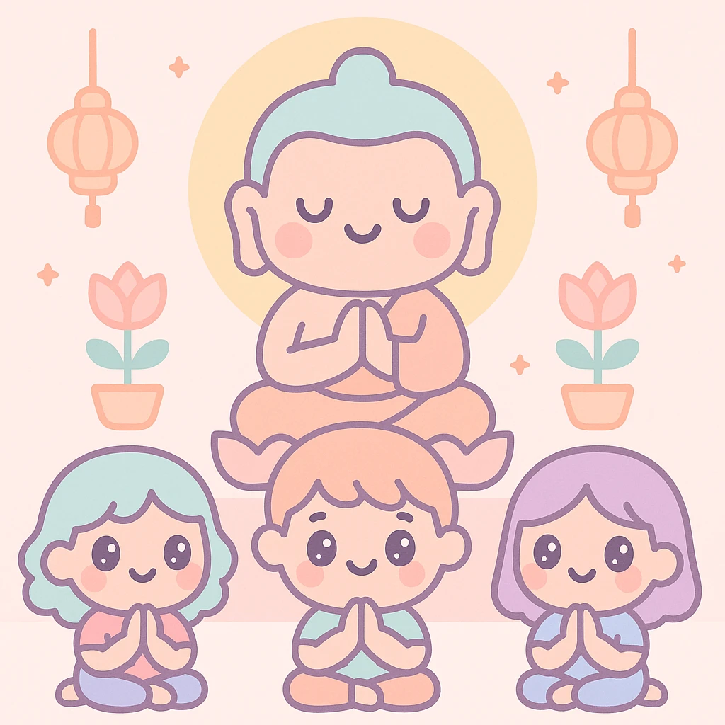 people praying in a Buddhist temple emoji