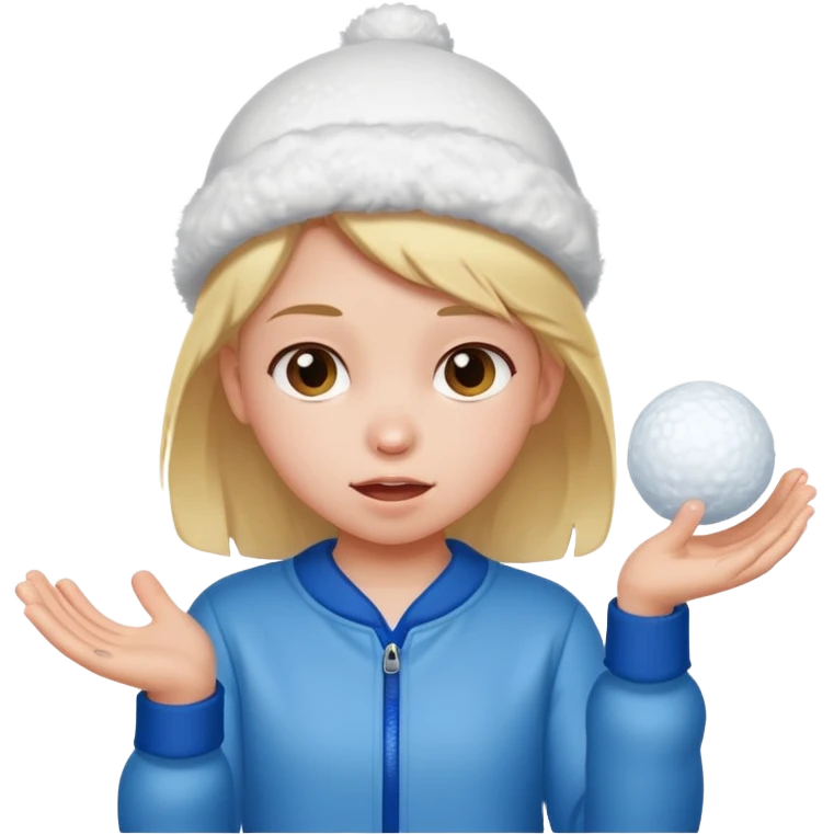 kid girl with sweated holding snowball emoji