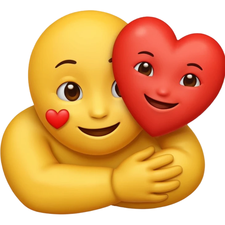 make a cute emoji hugging a heart, to show love/care emoji
